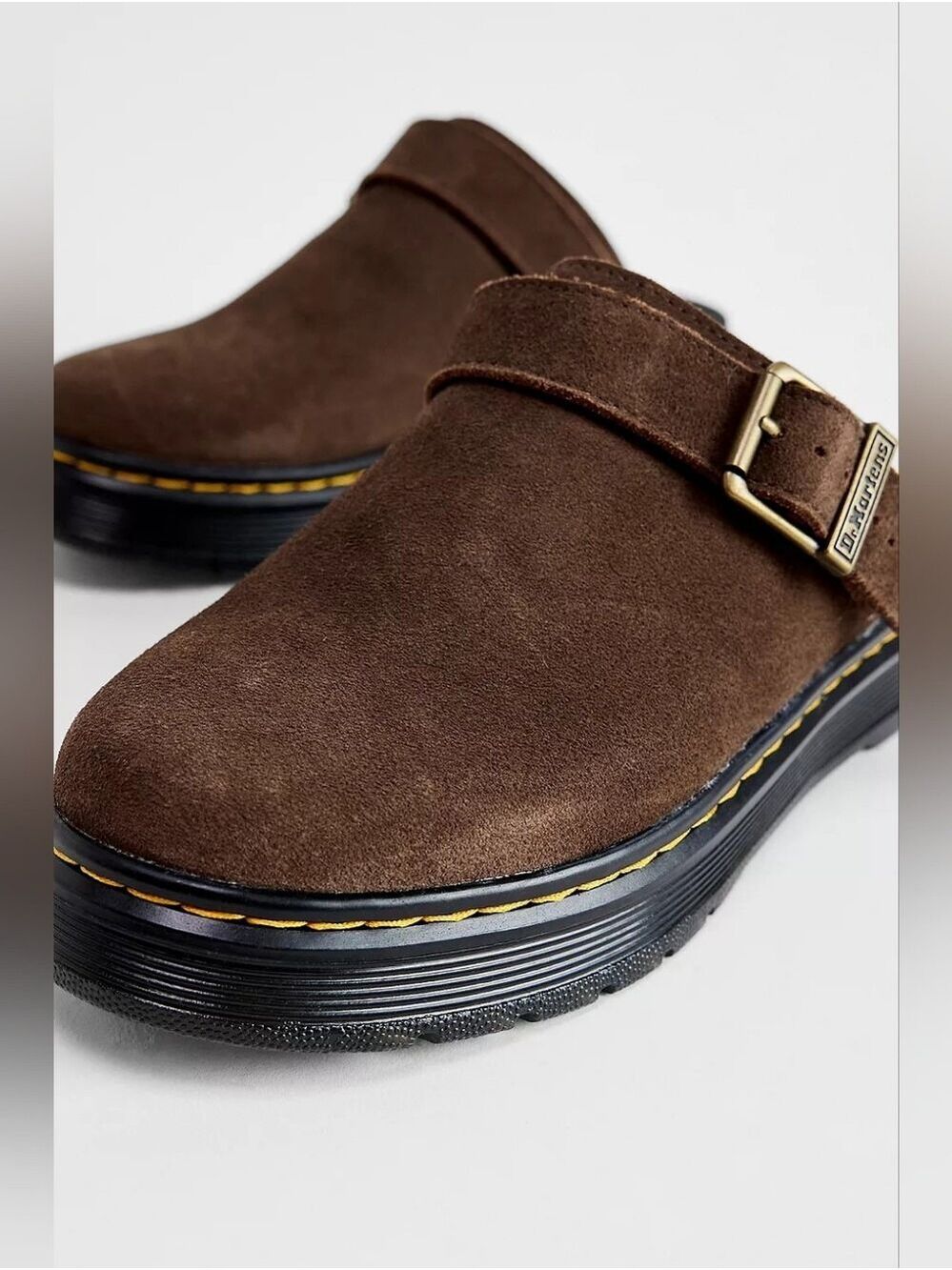 NWOT Dr. Martens Brookline Brown Suede Slingback Mules Clogs Women’s 9 Men’s 8 - Picture 4 of 17